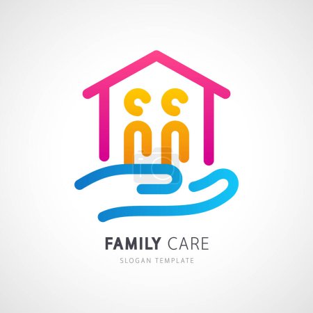 Illustration for Family Care Colorful Logo Template. Usable for web, infographics and apps for family logos. Isolated on white background. Flat vector logo design template element. Abstract people logo. - Royalty Free Image