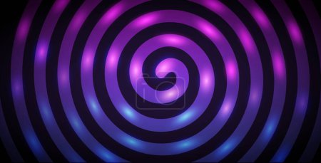 Illustration for Abstract Hypnotic Spiral Neon Horizontal Background. Vector clipart for mystical project. - Royalty Free Image