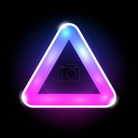Illustration for Glowing Triangle Shape LED Lamp Neon Color Frame. Vector clipart with copy space. - Royalty Free Image