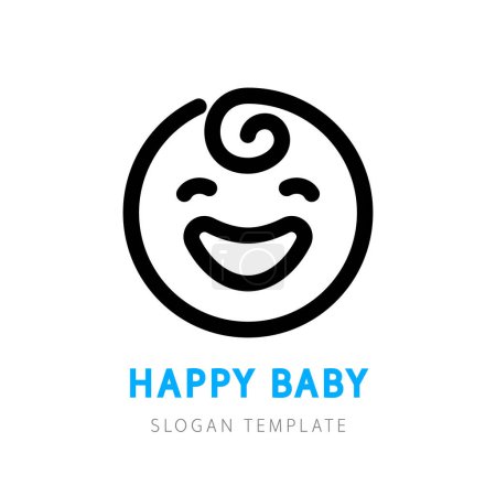 Illustration for Happy Baby Logo Template. Usable for web, infographics and apps for kindergarten and family logos. Isolated on white background. Flat vector logo design template element. - Royalty Free Image