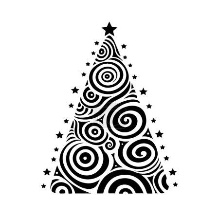 Téléchargez les photos : Arbre de Noël abstrait Forme vectorielle noir et blanc. Modèle de logo ou de symbole. Parfait pour une variété de projets créatifs, y compris des cartes de voeux, des bannières de vacances et des messages sociaux. - en image libre de droit