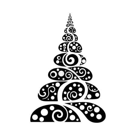 Illustration for Abstract Christmas Tree Black and White Vector Shape. Logo or symbol template. Perfect for a variety of creative projects, including greeting cards, holiday banners and social posts. - Royalty Free Image