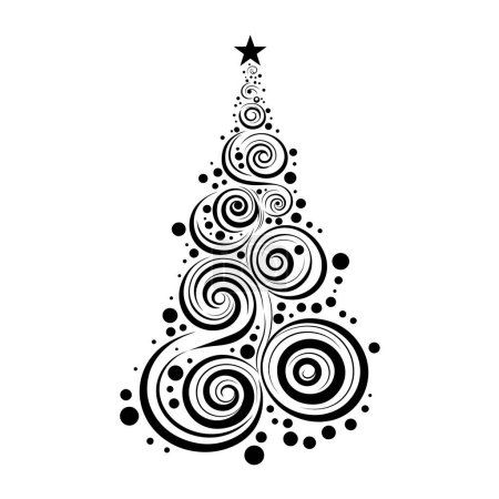 Illustration for Abstract Christmas Tree Black and White Vector Shape. Logo or symbol template. Perfect for a variety of creative projects, including greeting cards, holiday banners and social posts. - Royalty Free Image