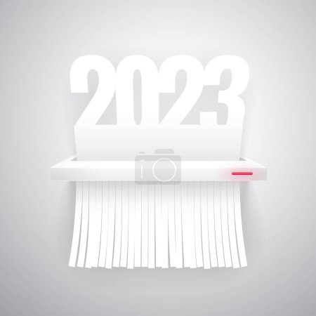 Téléchargez les photos : Le document 2023 est déchiqueté sur fond clair. Chemins de coupe inclus. - en image libre de droit