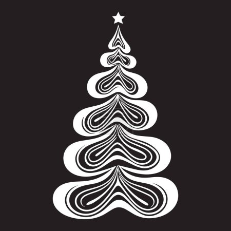 Ilustración de Árbol de Navidad Abstracto Forma de Vector Blanco y Negro. Logo o plantilla de símbolo. Perfecto para una variedad de proyectos creativos, incluyendo tarjetas de felicitación, banners navideños y publicaciones sociales. - Imagen libre de derechos
