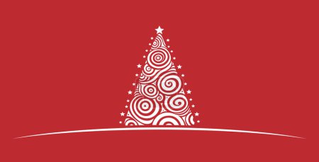 Illustration for Abstract Christmas Tree on Red Background. Logo or symbol template. Perfect for a variety of creative projects, including greeting cards, holiday banners and social posts. - Royalty Free Image