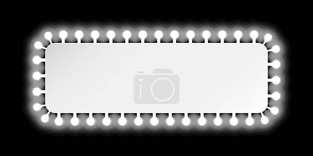 Illustration for Simple Rectangle Banner with White Lights. Clipart for your concept designs isolated on black background. - Royalty Free Image