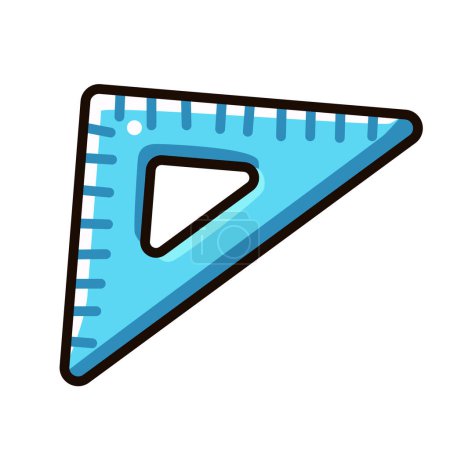 Ilustración de Icono de la regla del triángulo azul en estilo de dibujos animados. Aislado sobre fondo blanco. Recorte caminos incluidos. - Imagen libre de derechos