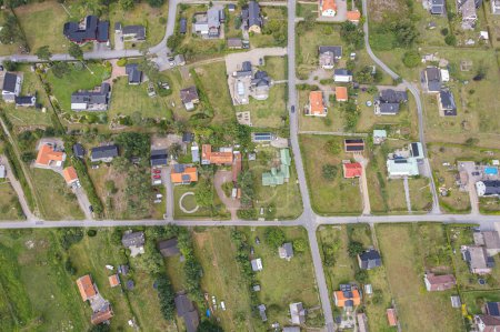 Photo for Aerial view of typical private houses in Europe, Sweden. Real estate, view from above. - Royalty Free Image
