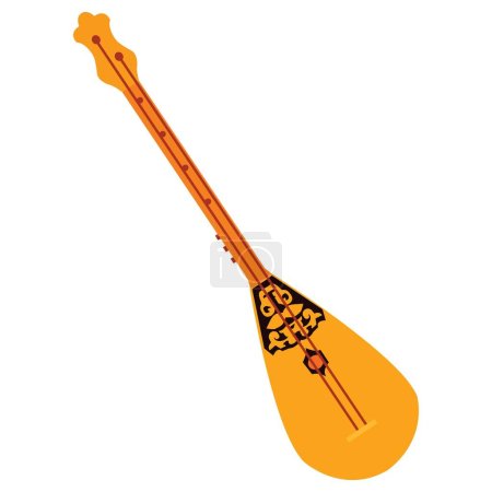 Kasachisches Nationalmusikinstrument dombra. Illustration eines Aktienvektors