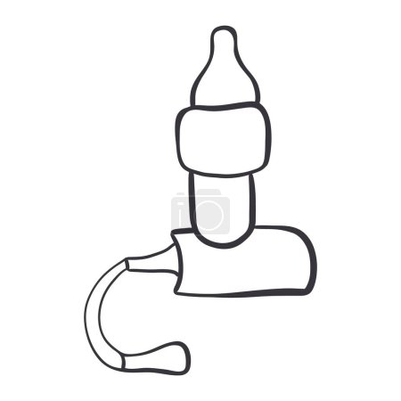 Nasal manual aspirator doodle icon. Hand drawn vector illustration isolated on white background. 