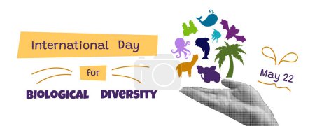 Journée internationale de la diversité biologique. Le 22 mai. Collage vectoriel art avec écologie concept de durabilité isolé sur fond blanc.
