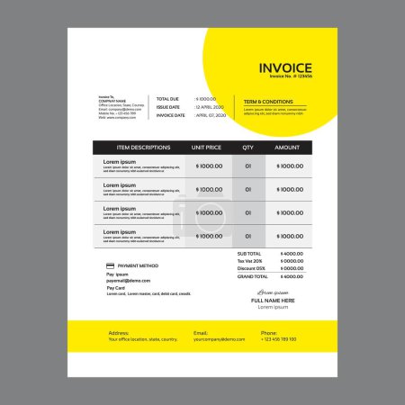 Illustration for Corporate Business invoice design template - Royalty Free Image