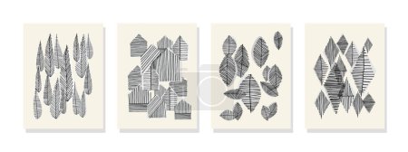 Illustration for Minimalist hand drawn abstract art with a grunge background and black line abstract elements. Perfect for wall decoration, postcards, posters, brochures, and home decor. - Royalty Free Image