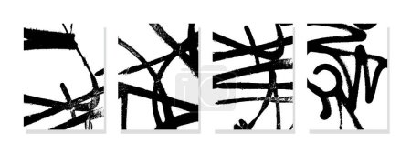 Schwarz-weiße Grunge-Vektortextur mit Distressed Overlay, mit chaotischen Pinselstrichen und Retro-Wandeffekt. Ideal für Wanddekoration, Postkarten, Poster, Broschüren und Wohndekoration.