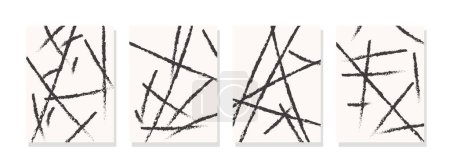 Ilustración de Exploración de la forma y el contraste en un lienzo blanco, con cuatro pinceladas en blanco y negro que crean ritmo visual y movimiento. - Imagen libre de derechos