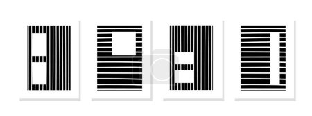 Téléchargez les illustrations : Quatre lignes noires et blanches sur un fond blanc immaculé créent un arrangement minimaliste captivant et élégant. - en licence libre de droit