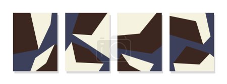 Téléchargez les illustrations : Carrés géométriques polygonaux abstraits dans une couleur chocolat au lait apaisante. Illustration abstraite frappante sur un fond bleu élégant. Style minimaliste pour l'art mural, affiches, bannières, cartes et décor - en licence libre de droit