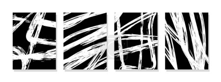 Téléchargez les illustrations : Peinture blanche abstraite sur toile noire, créant une peinture captivante. Parfait pour l'art mural, couvertures, papiers peints, bannières, prospectus, cartes, affiches et décorations. - en licence libre de droit