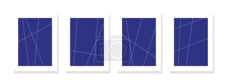 Téléchargez les illustrations : Des lignes blanches droites chaotiques sur un fond bleu vif créent un art mural dynamique, ajoutant une touche de couleur et de style géométrique à n'importe quelle pièce. - en licence libre de droit