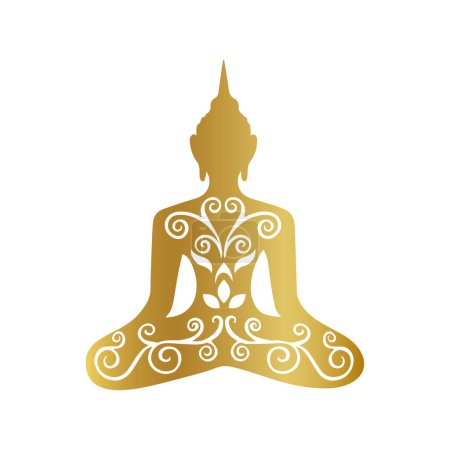 Foto de Icono budista dorado, icono de yoga dorado, icono de meditación dorada budista OM IAUM - Imagen libre de derechos