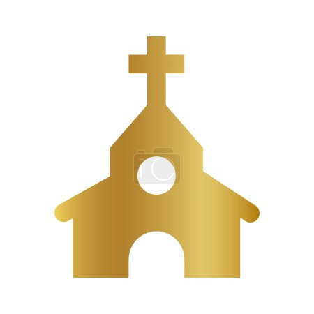 Téléchargez les illustrations : Vecteur d'église d'or, icône de croix d'or, icône d'église d'or - en licence libre de droit