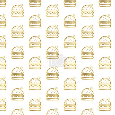 Foto de Patrón de hamburguesa de oro, patrón de hamburguesa sin costura, patrón de hamburguesa de oro, signo de hamburguesa, hamburguesa de color oro - Imagen libre de derechos