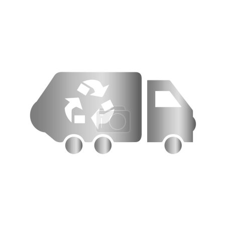 Foto de Camión de residuos con símbolo de reciclaje de plata - Imagen libre de derechos