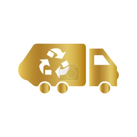 Illustration for Waste truck with golden recycle symbol - Royalty Free Image