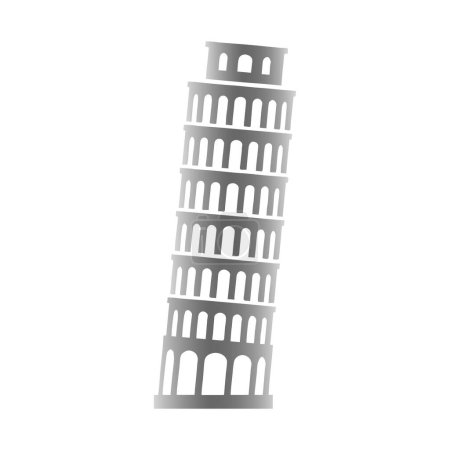 Illustration for Silver pisa tower, silver pisa sign - Royalty Free Image