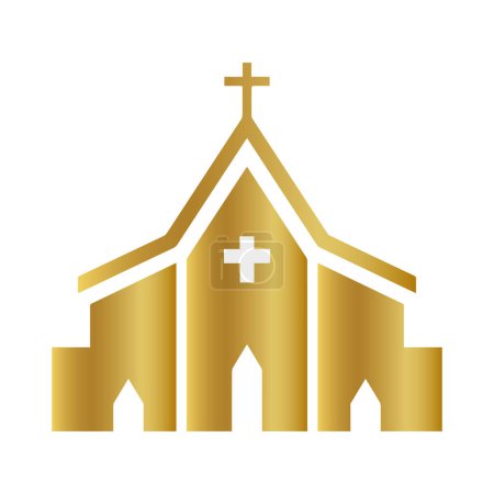 vecteur d'église d'or, icône de croix d'or, icône d'église d'or