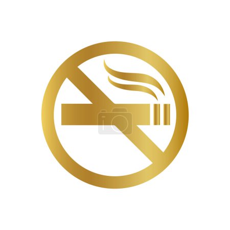 Rauchverbotsschild, goldenes Dont Smoke-Symbol