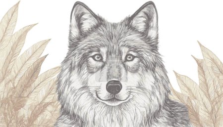 Foto de Perfil de cabeza de lobo. dibujo a mano en formato vectorial, Lobo dibujado a mano, bocetos gráficos - Imagen libre de derechos