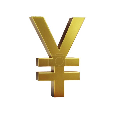 yuan chinois renminbi symbole de la monnaie de la république populaire de Chine en or 3d