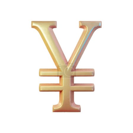 Chinesischer Yuan Renminbi Währungssymbol der Volksrepublik China in goldenem 3D