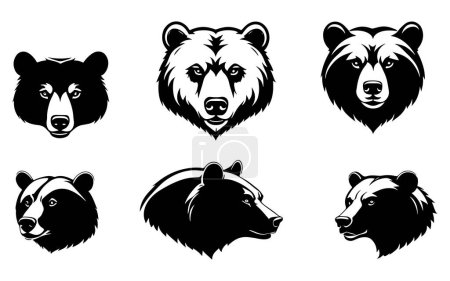 Set of a bear head silhouette vector