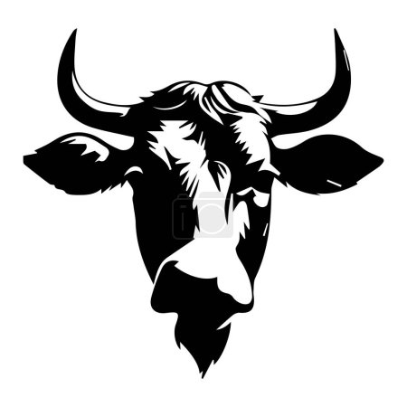 Illustration for Cow head silhouette vector - Royalty Free Image