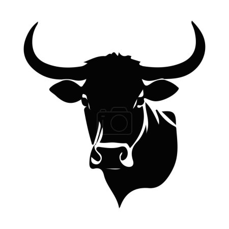 Illustration for Cow head silhouette vector - Royalty Free Image