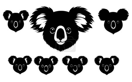 conjunto de una cabeza koala silueta vector ilustración