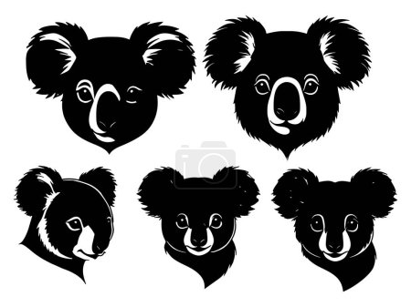 set of a koala head silhouette vector illustration