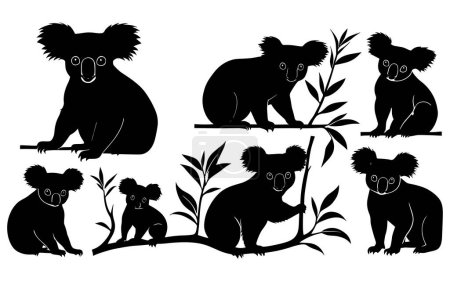 conjunto de un vector de silueta koala ilustración