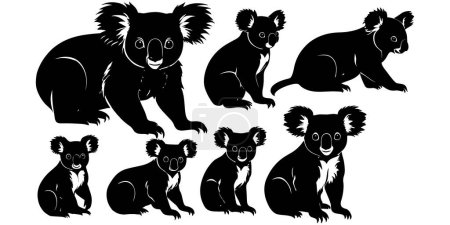 set of a koala silhouette vector illustration