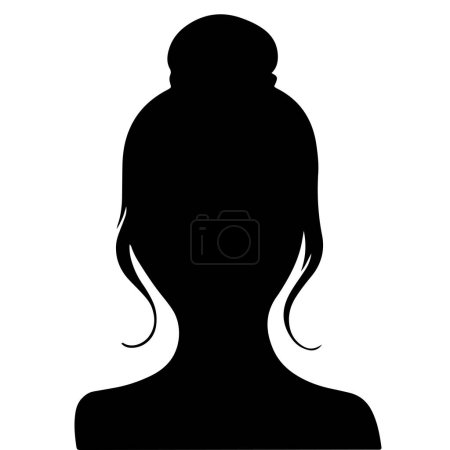 Foto de Vector negro silueta de perfil de mujer hermosa - moda o belleza ilustración - Imagen libre de derechos