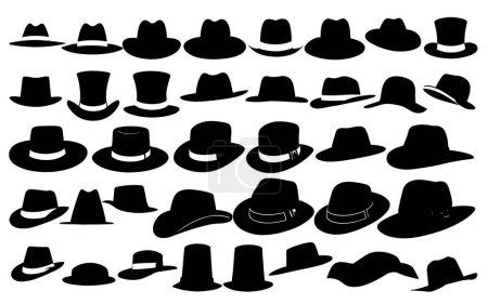 jeu de silhouettes chapeaux illustration vectorielle