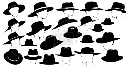 Satz von Silhouetten Hüte Vektor Illustration