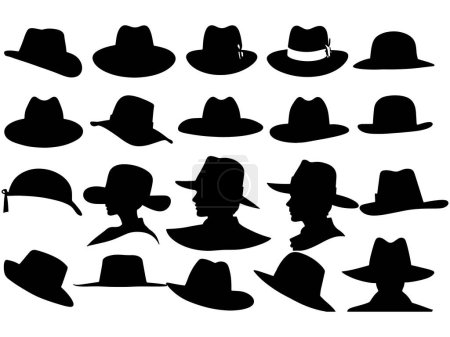 jeu de silhouettes chapeaux illustration vectorielle