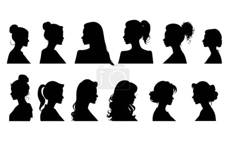 women id silhouette portraits set