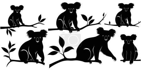 ensemble d'une illustration vectorielle de silhouette koala