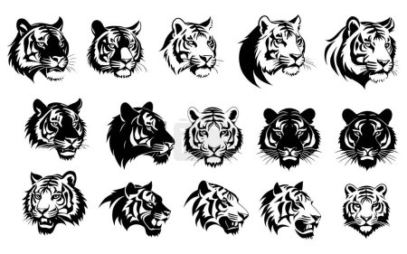 Set einer Tiger Silhouette Vektor Illustration