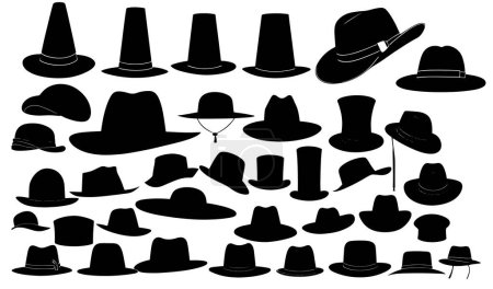 Ilustración de Conjunto de siluetas sombreros vector ilustración - Imagen libre de derechos
